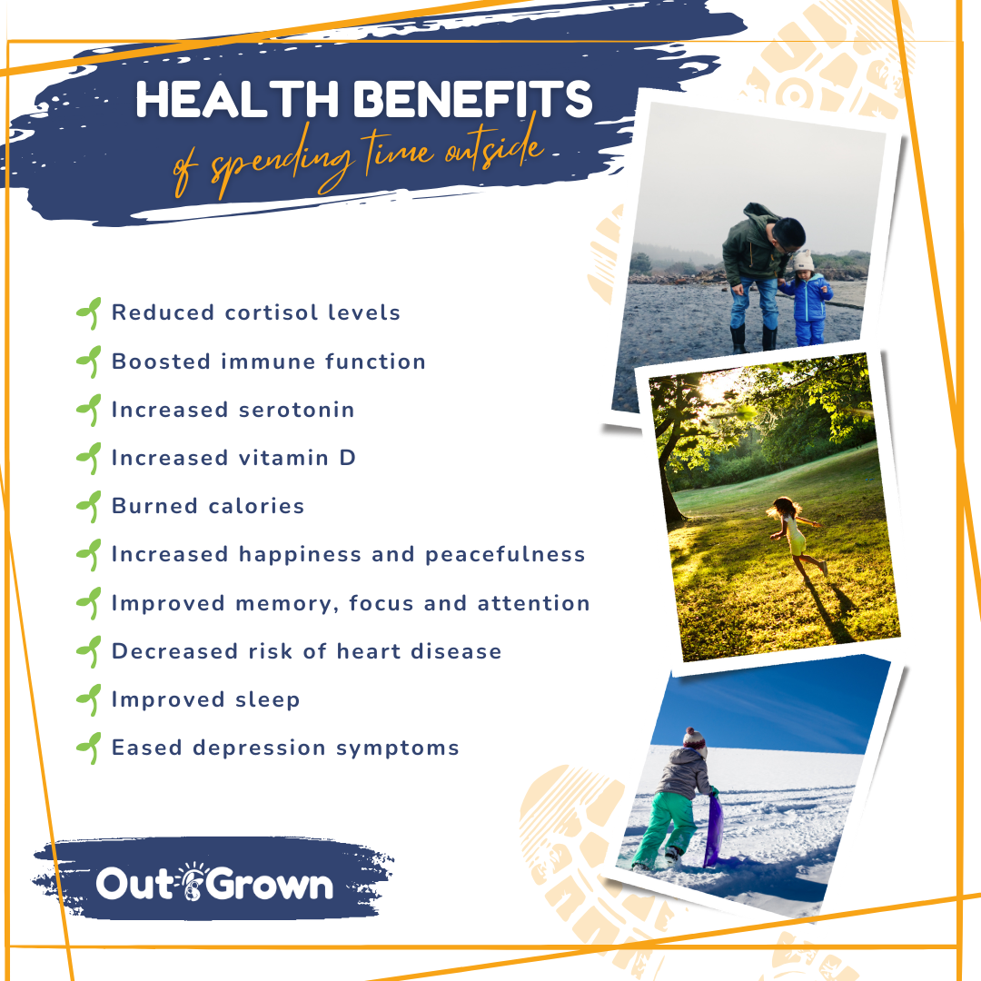Graphic by OutGrown listing the health benefits of spending time outside